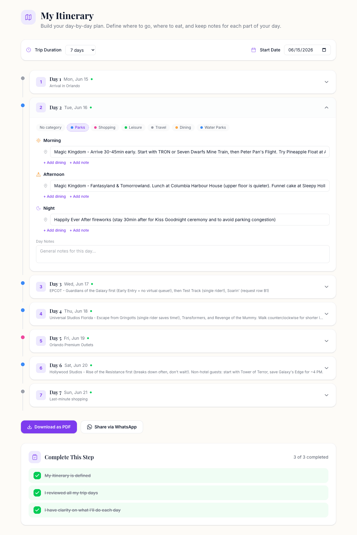 Itinerary Editor