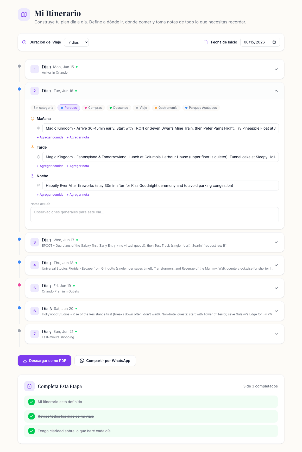 Editor de Itinerario