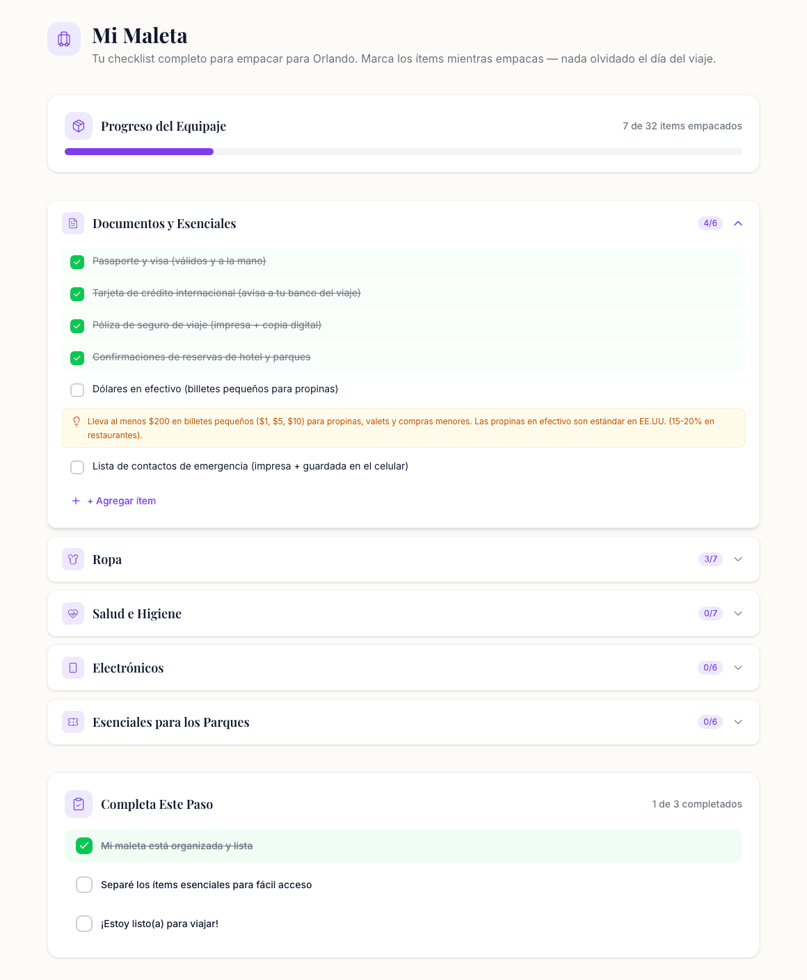 Lista de Equipaje